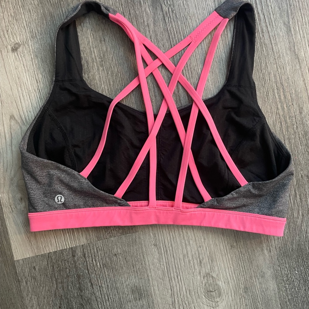lululemon athletica Black and Pink Strappy Sports Bra
